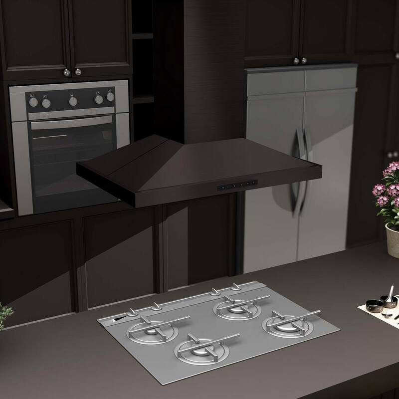 Black Stainless Steel Island Mount Range Hood N813