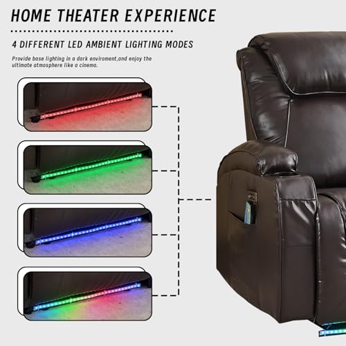 Brown Electric Power Loveseat Recliner Chair with Storage Armrest Q83502