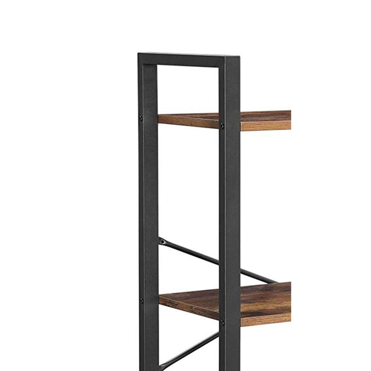 Rustic Brown and Black 4 Tier Wood and Metal Bookcase V655878