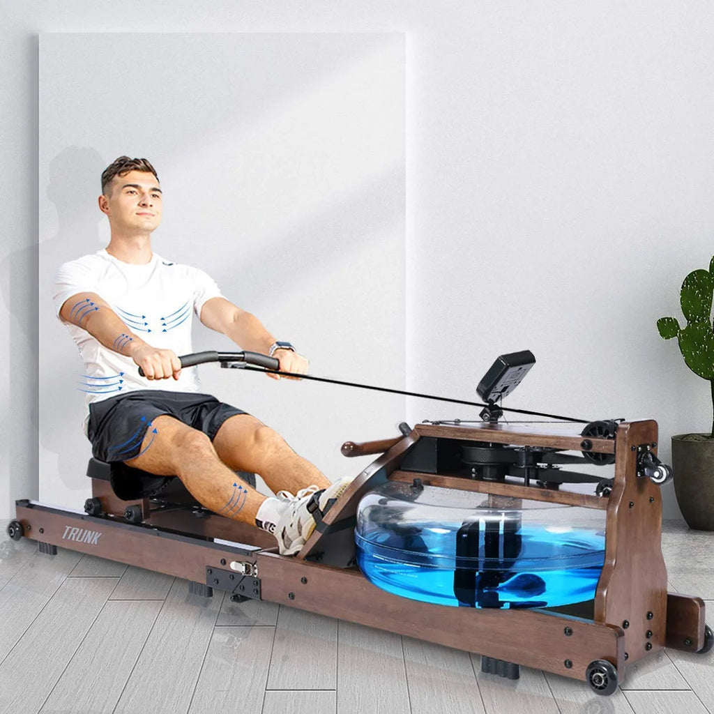 Foldable Solid Wood Water Rowing Machine With LCD Monitor E212528