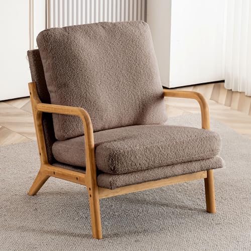 Mid Century Modern Sherpa Accent Chair with Detachable Cover U4948