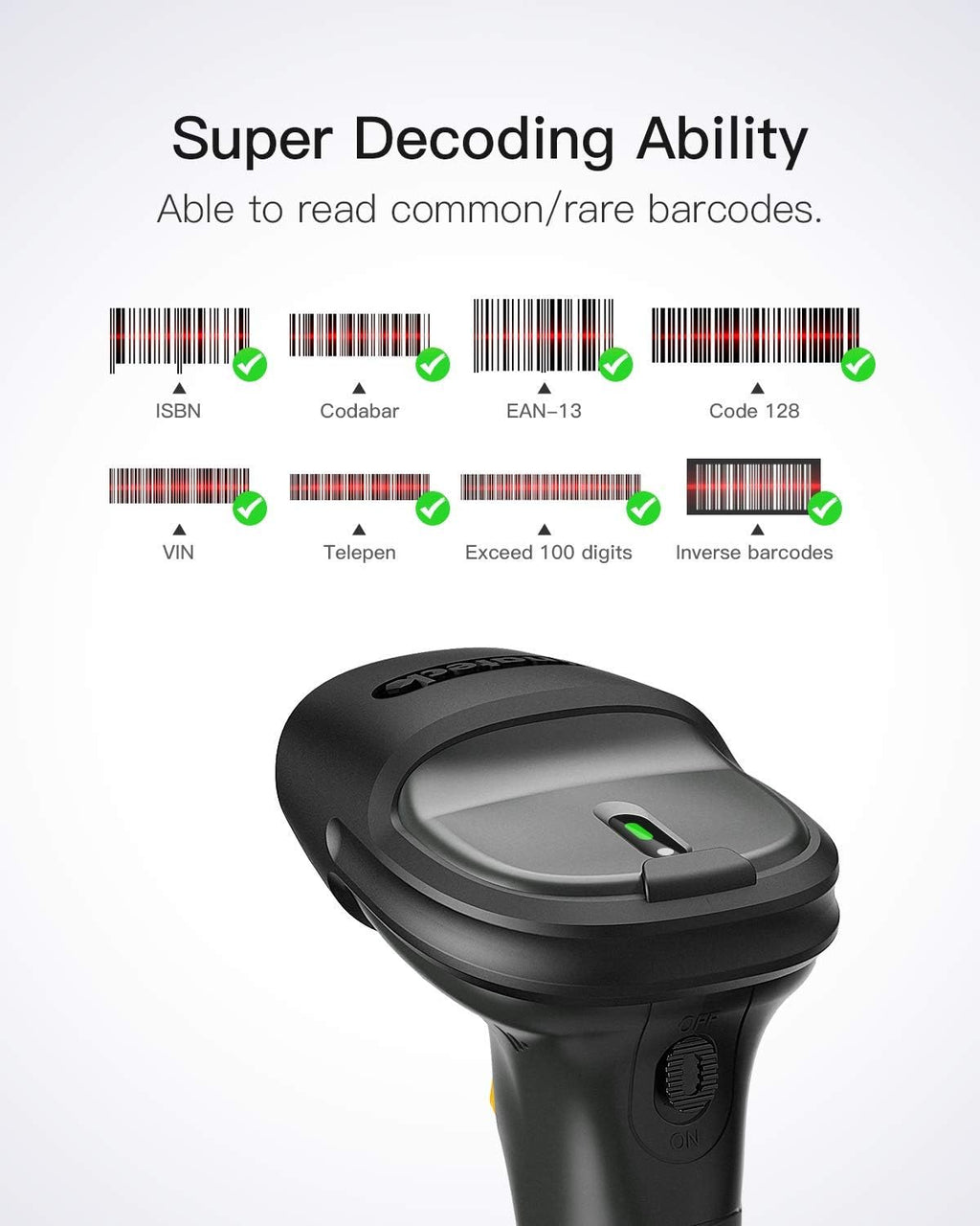 Wireless Barcode Scanner with Vibrating Function R253