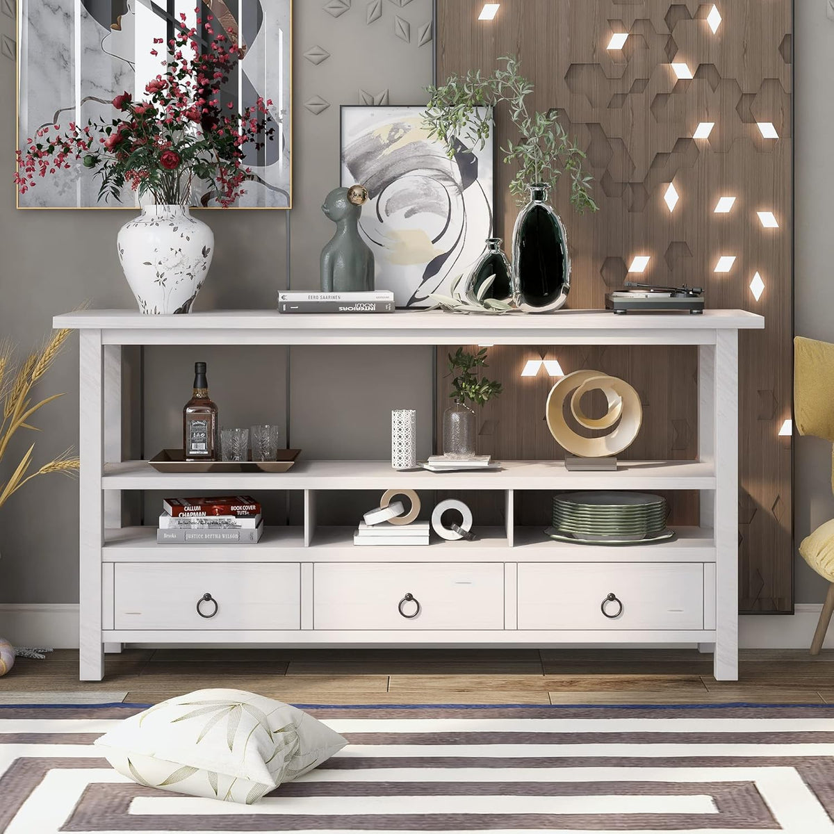 Navy Blue 6 Drawer Sideboard Console Table J4813