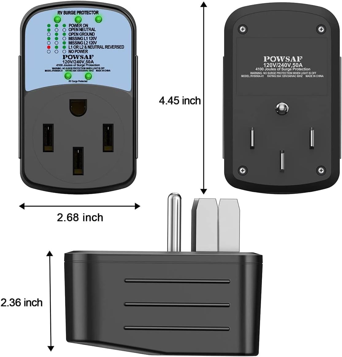 50 Amp RV Surge Protector, 4100 Joules, Pack of 2 Q80020