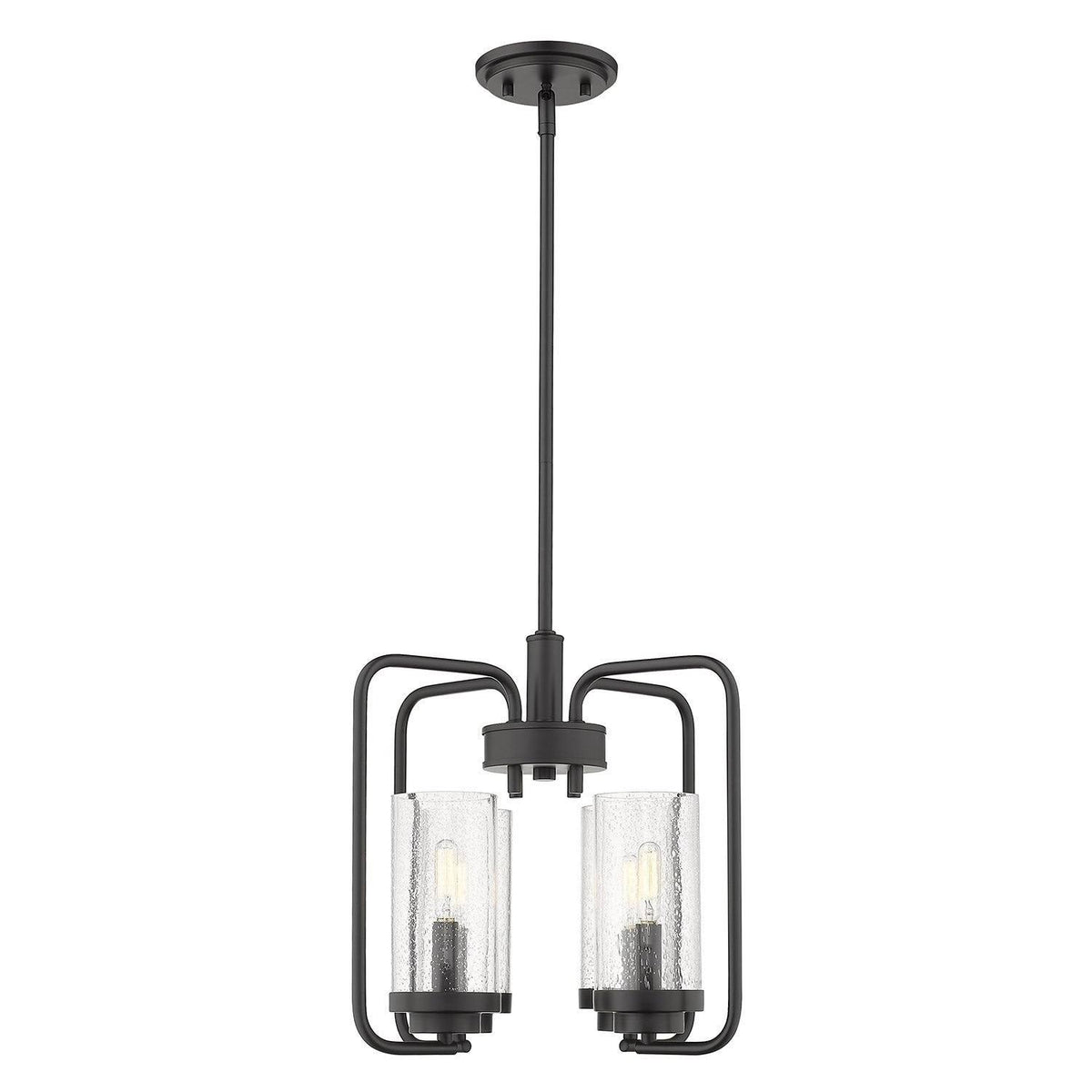 Aged Brass Semi-Flush Fixture with Seeded Glass M9351