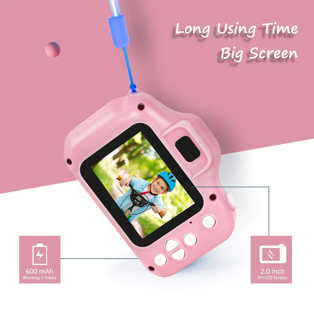 13MP 1080P Rechargeable Children's Toy Camera with 16G TF Card W985007