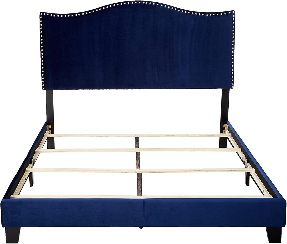 Blue Velvet King Size Upholstered Panel Bed V800
