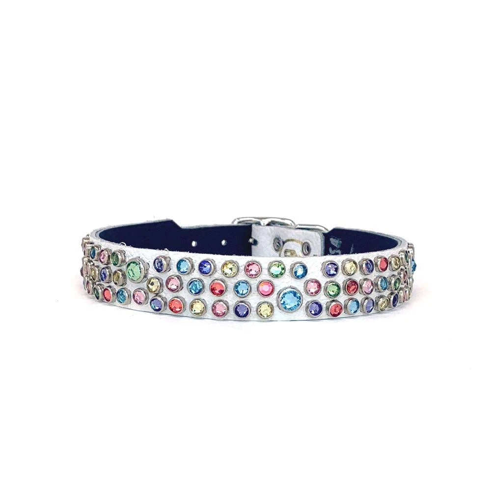White Leather Dog Collar Size 16 R350