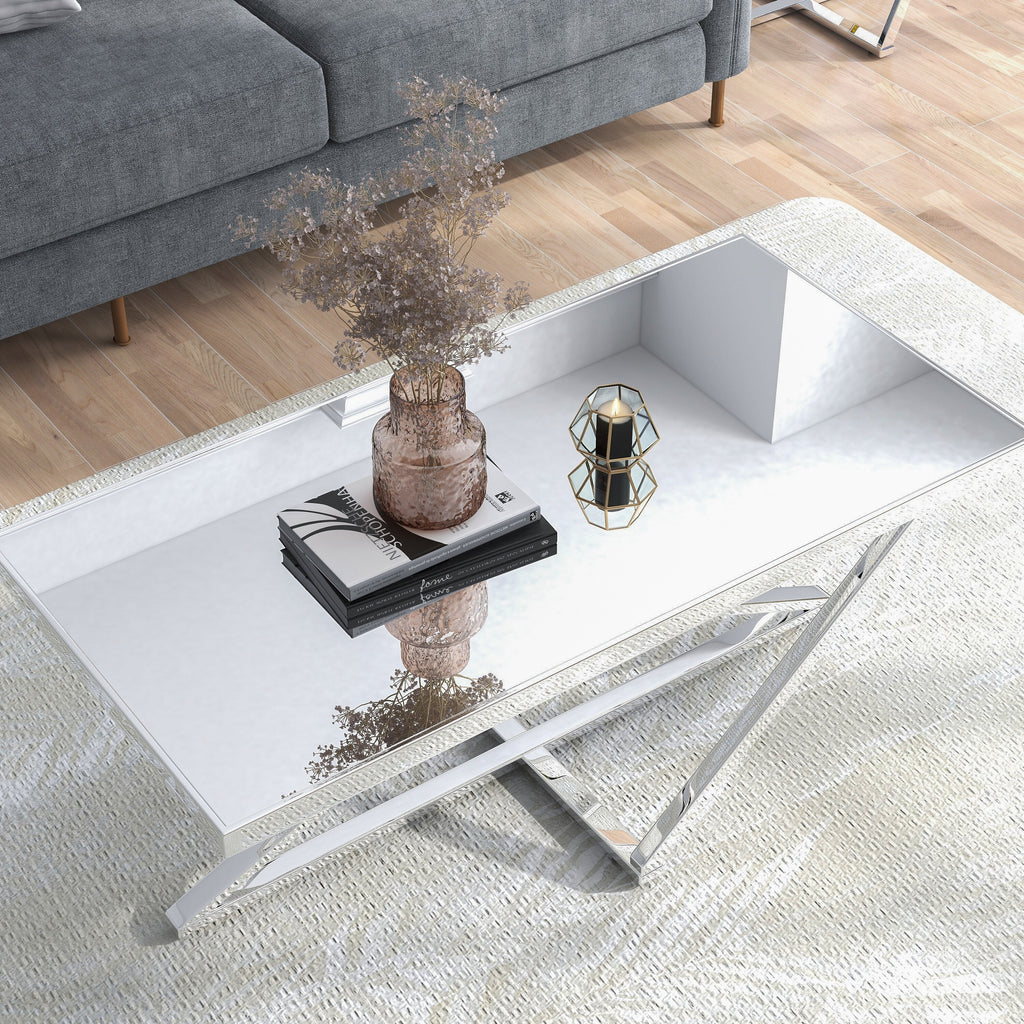 Chrome 47-inch Mirror Top Coffee Table A23970