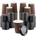 Disposable 12 fl oz Brown Rippled Double-Walled Paper Hot Cup with Lid 400 Sets K768833