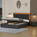 Queen Size Upholstered Bed with LED Headboard and 2 Nightstand with Drawers F3431