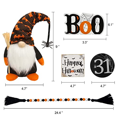 Halloween Decorations Indoor DIY Bubbling Cauldron Set Wooden Signs Gnomes Plush Bead Garland Tiered Tray Decor R895106
