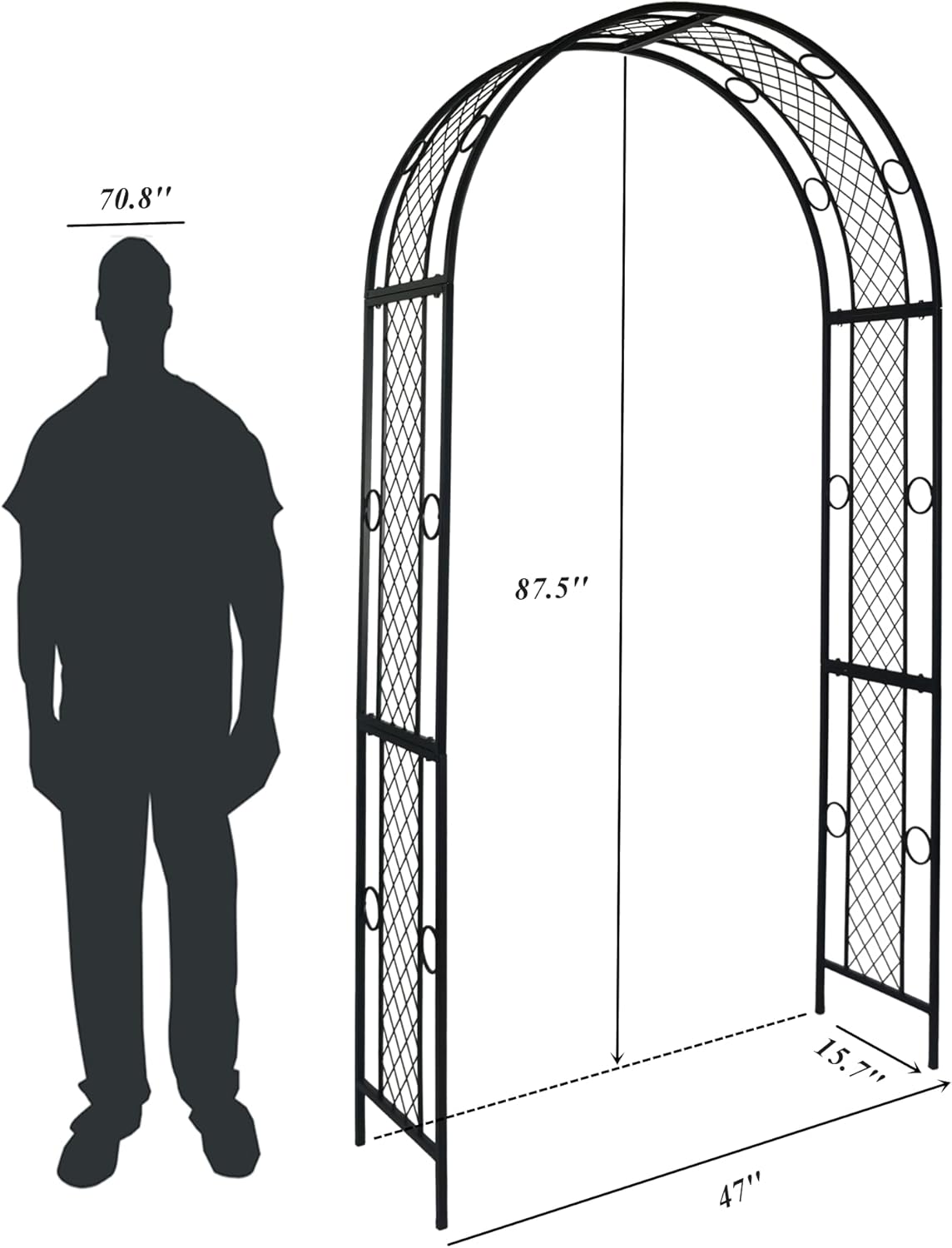Black 47'' Wx87.5'' H Metal Garden Arch K77327