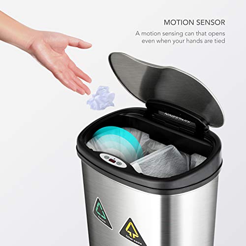 Automatic Touchless Motion Sensor 18.5 Gal. Stainless Steel Trash Can H56311