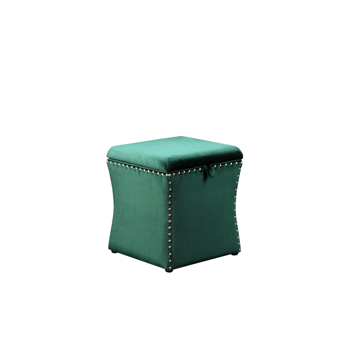 Green Fabric Upholstered Lift Top Storage Wooden Ottoman Y4254