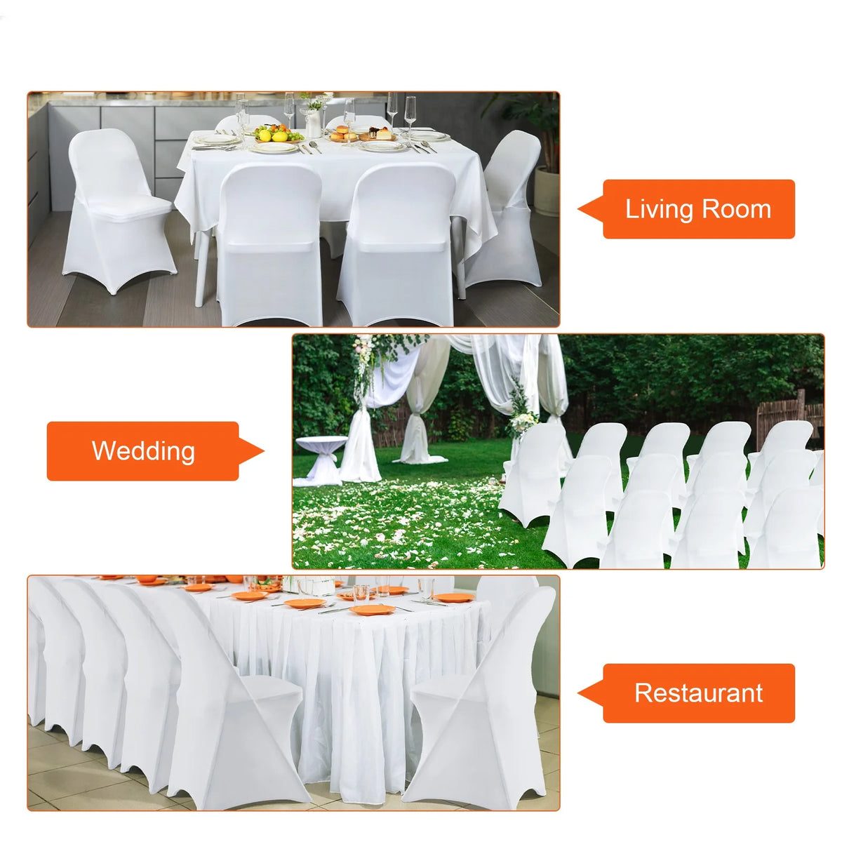 30 PCS White Stretch Spandex Chair Covers Z303700