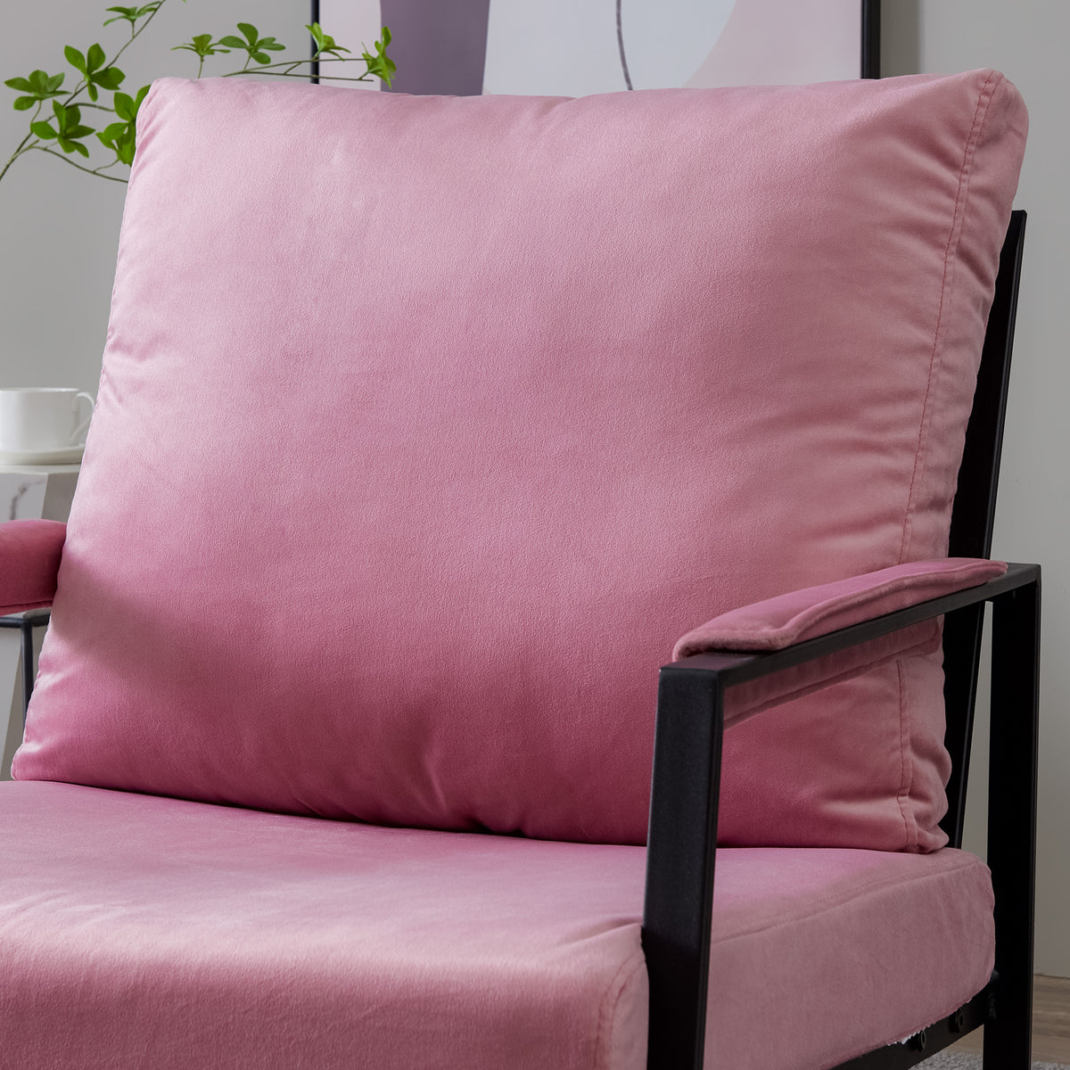 Pink Velvet Accent Armchair P137