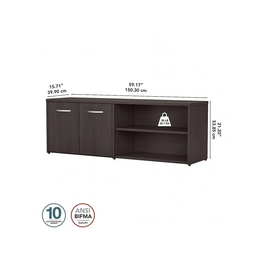 Storm Gray Storage Cabinet with Doors and Shelves M762