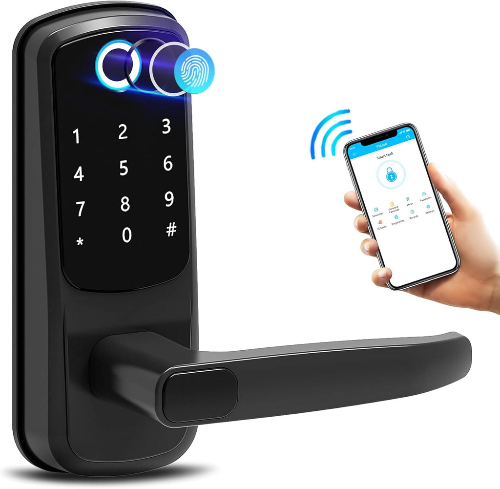 Pack of 2 Smart Lock with Fingerprint, App, Code, Key and IC Card V37498