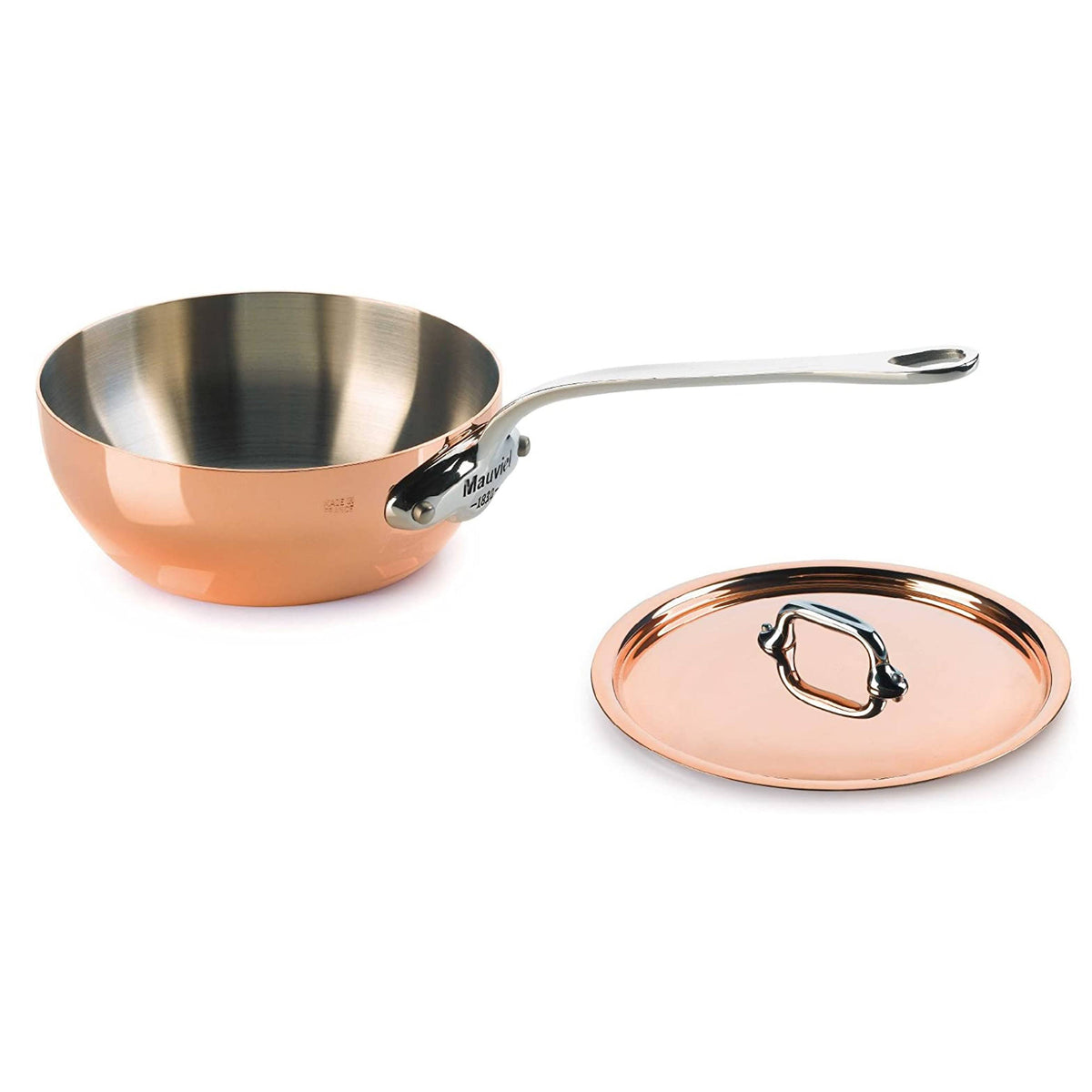 Copper Curved Splayed Saute Pan with Lid, 1.1-Quart Z620909
