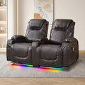 Brown Electric Power Loveseat Recliner Chair with Storage Armrest Q83502