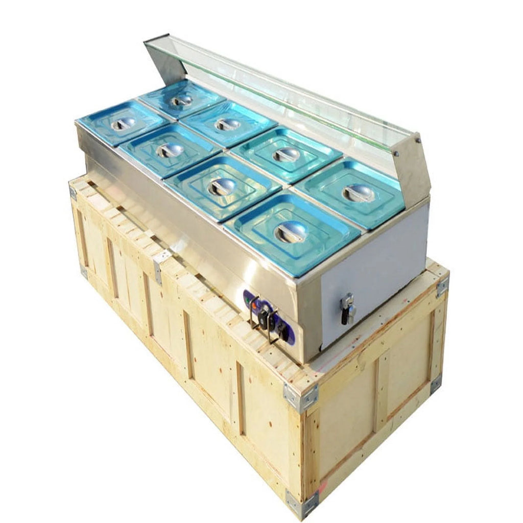 8-Pan Bain-marie Buffet Food Warmer with Glass Guard E99349