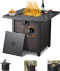 28 Inch 50,000 BTU Propane Fire Pit Table with Lid and Lava Stone B666