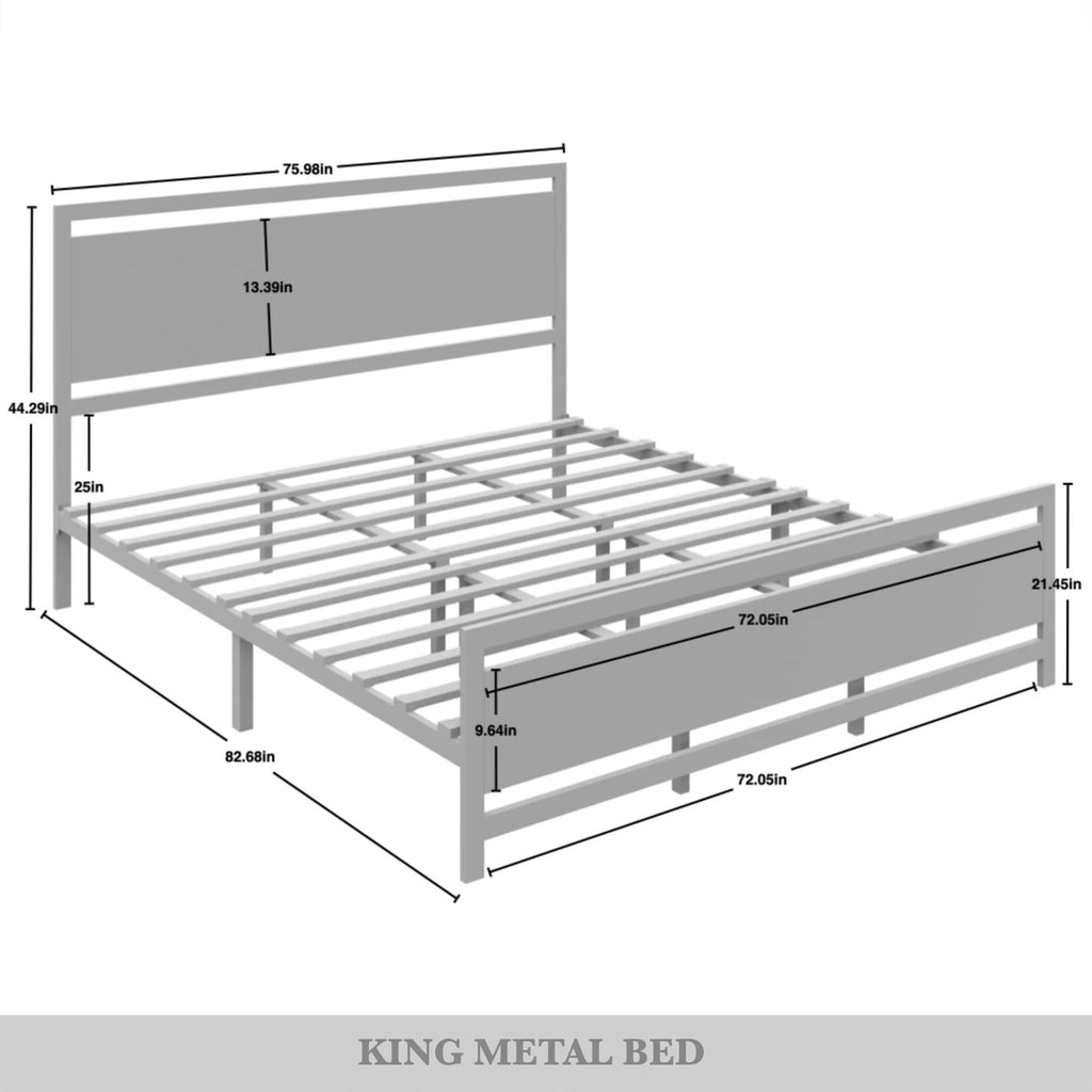 Twin Metal Platform Bed Light Grey I539