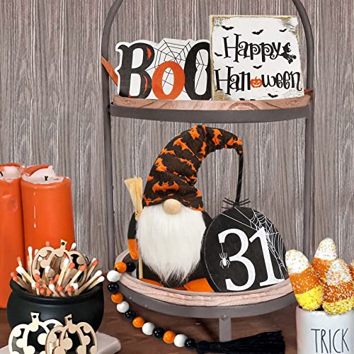 Halloween Decorations Indoor DIY Bubbling Cauldron Set Wooden Signs Gnomes Plush Bead Garland Tiered Tray Decor R895106