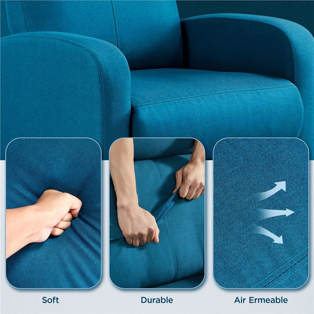 Adjustable Fabric Recliner with Footrest, Set of 2, Teal Y662