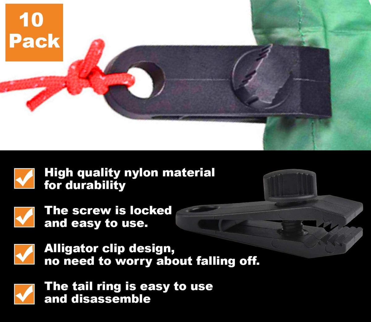 10 Pack Heavy Duty Reusable Tarp Clips Q7846
