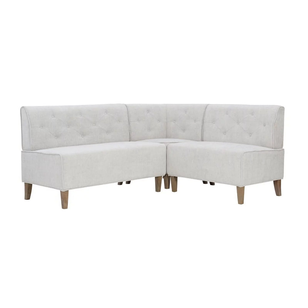 Light Grey Wood Upholstered Corner Nook Bench R454309