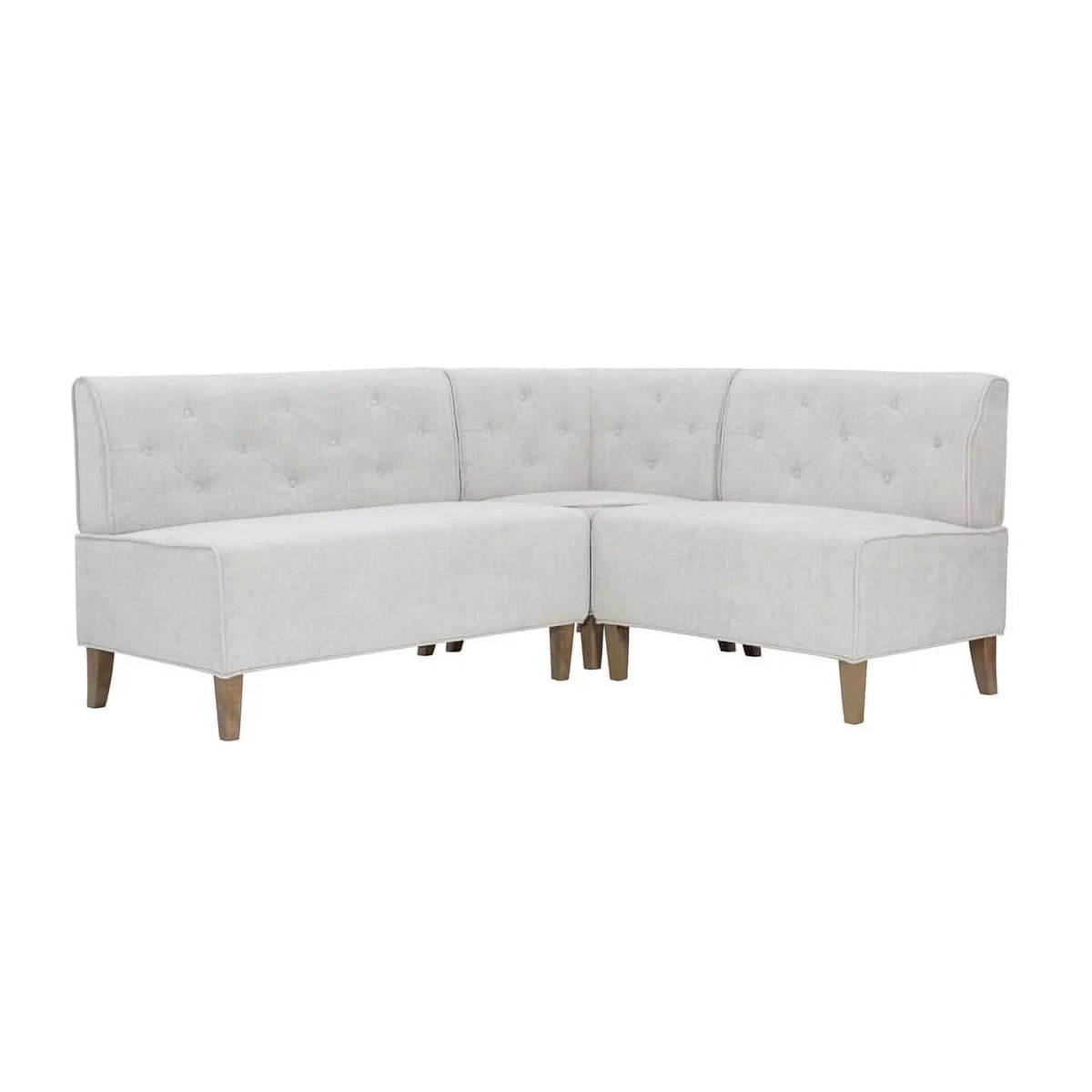 Light Grey Wood Upholstered Corner Nook Bench R454309