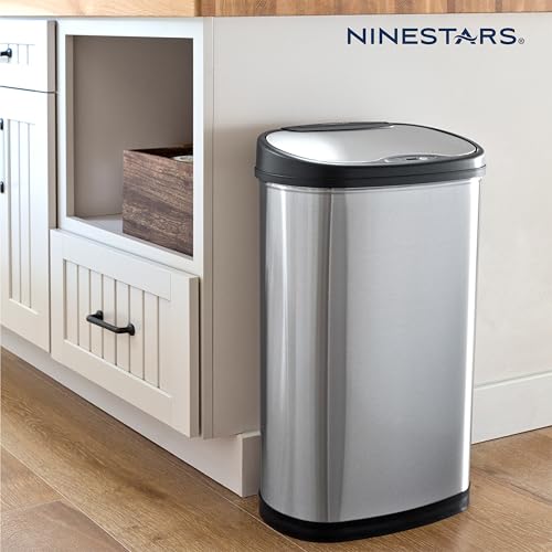 Stainless Steel Motion Sensor Trash Can, 50liters, Silver Y7346