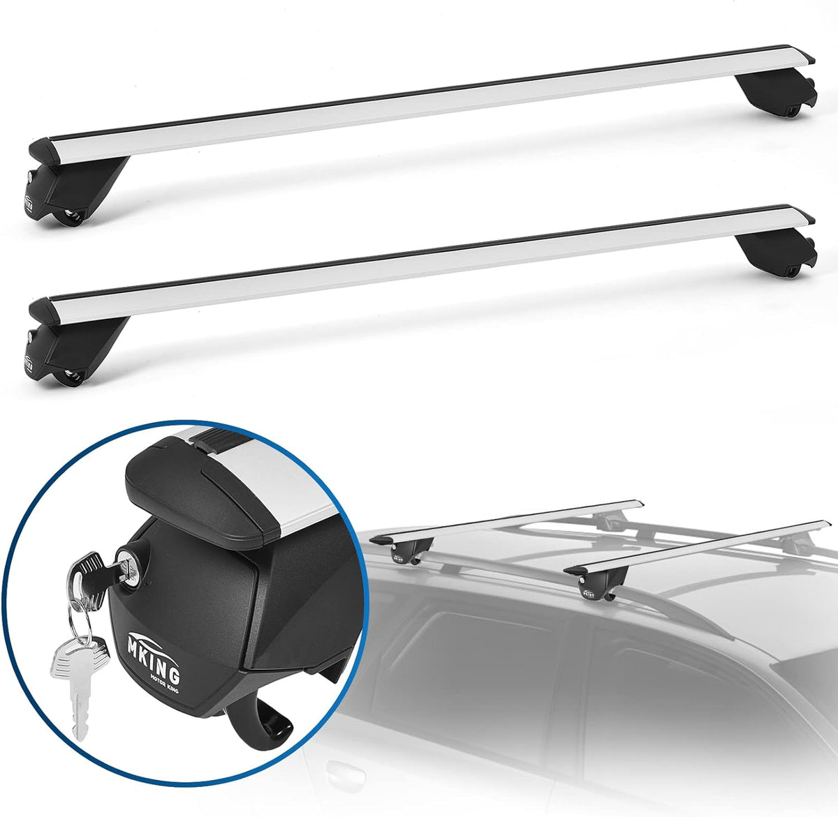 Universal Adjustable Aluminum Roof Rack Cross Bars with Anti-Theft Lock M299