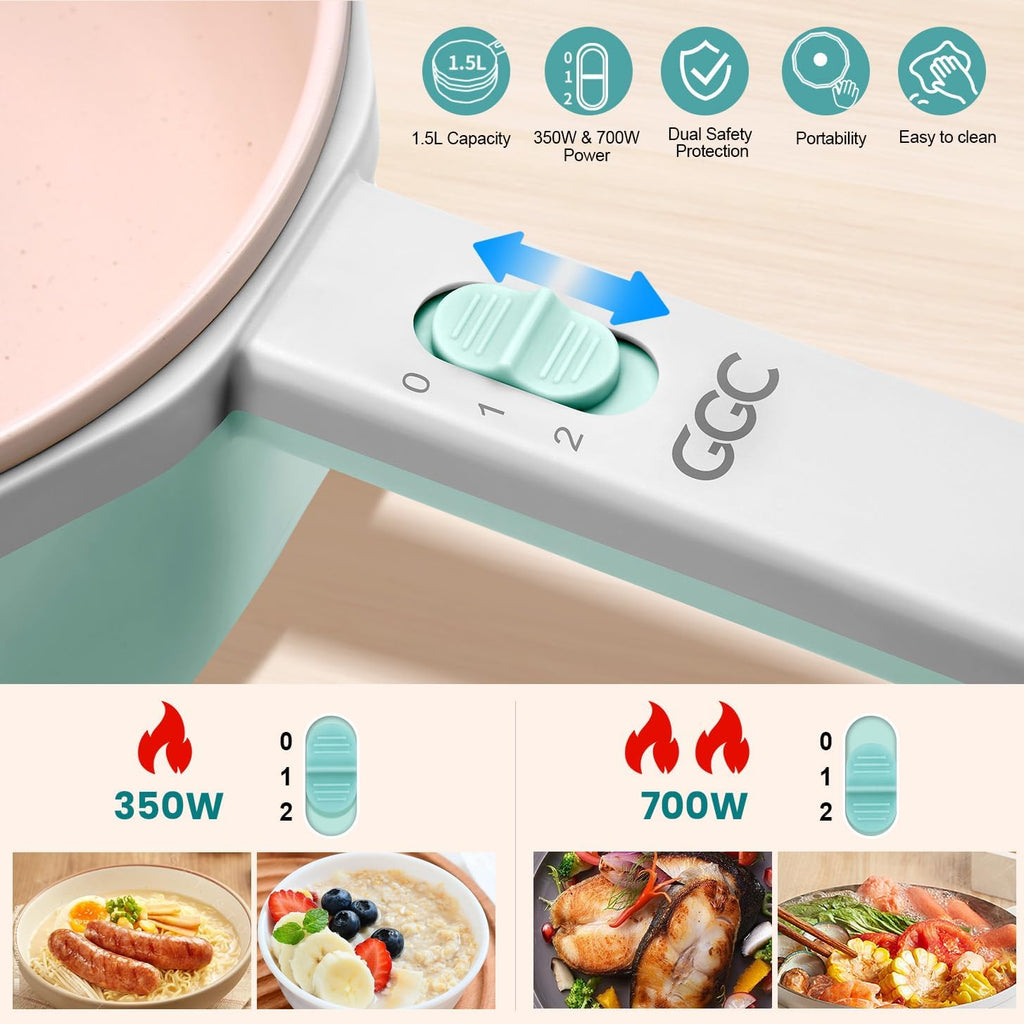 1.5L Non-stick Electric Hot Pot with Steamer M8845
