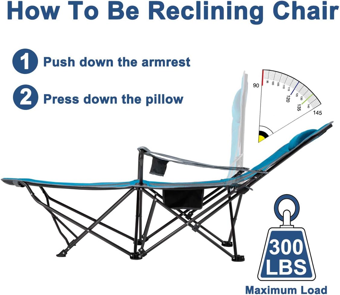 Camping Chairs Portable Folding Lounge Chaise with Cup Holder and Storage Bag B34141
