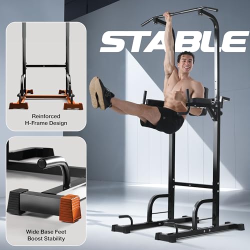 Pull Up Bar Free Standing Power Tower, Height Adjustable, 440LBS Capacity U430