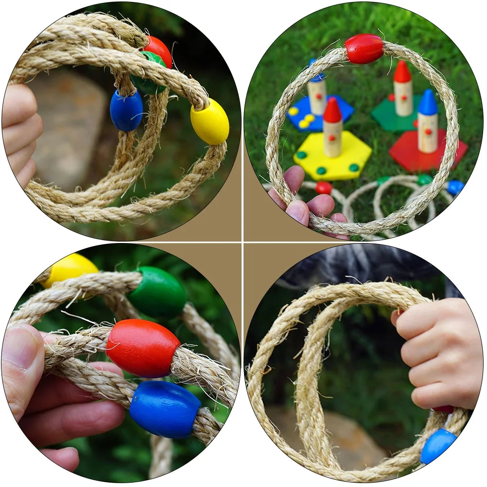 30 PCS Wooden Ring Toss Game Outdoor Toys G78321