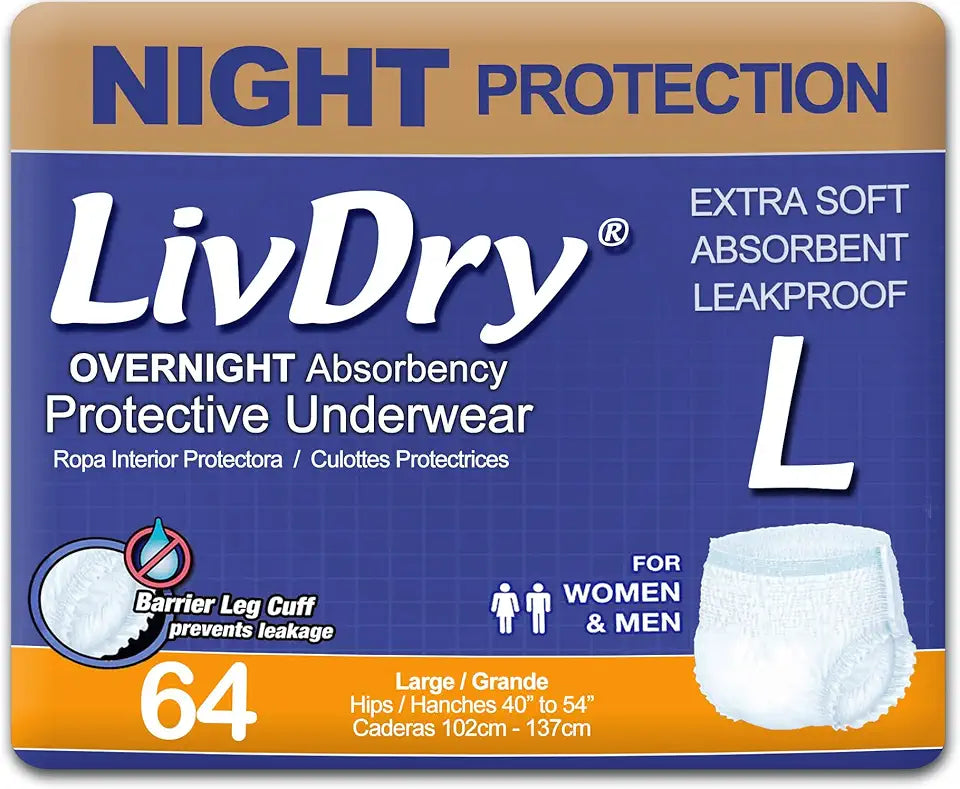 Overnight Protective Underwear Large 64 Count P6232