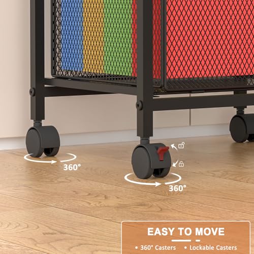 White Rolling File Cabinet with Adjustable Dividers R2688