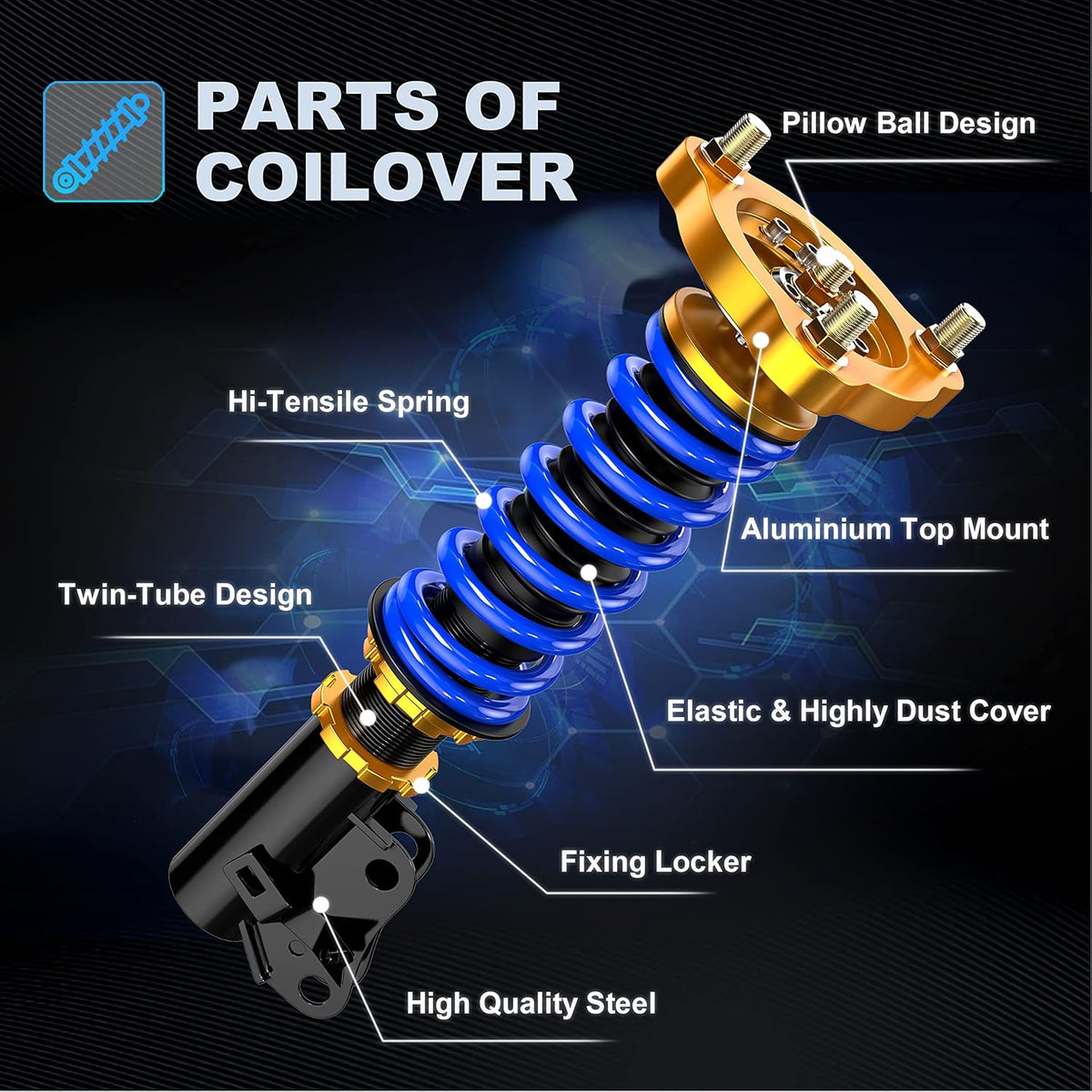 Set of 4 Coilovers Struts for Honda Civic H6976