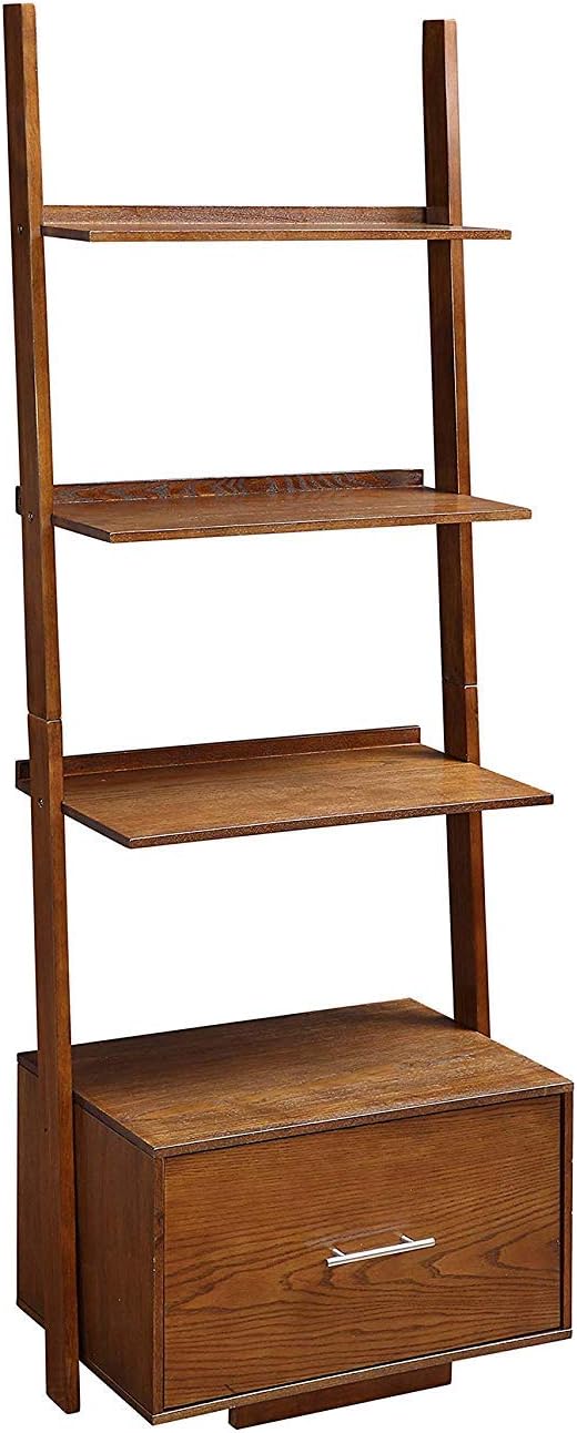 Gray Ladder Bookcase with File Drawer P522