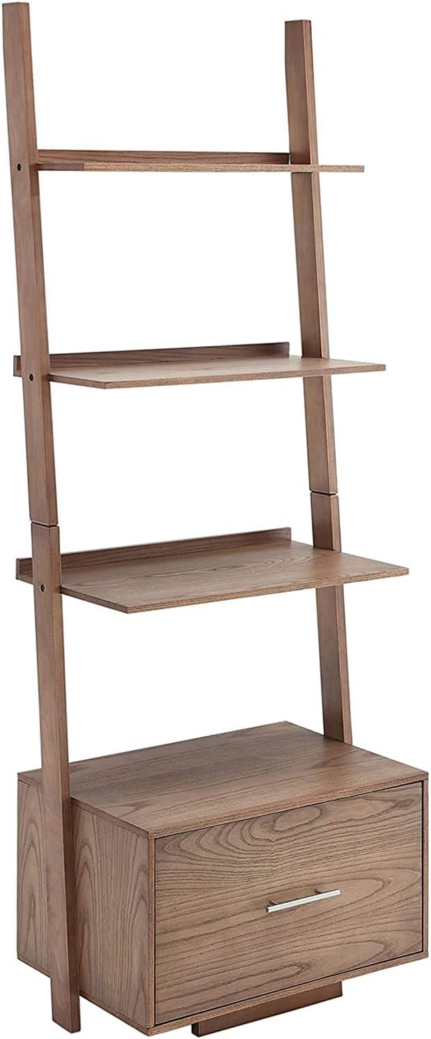 Gray Ladder Bookcase with File Drawer P522