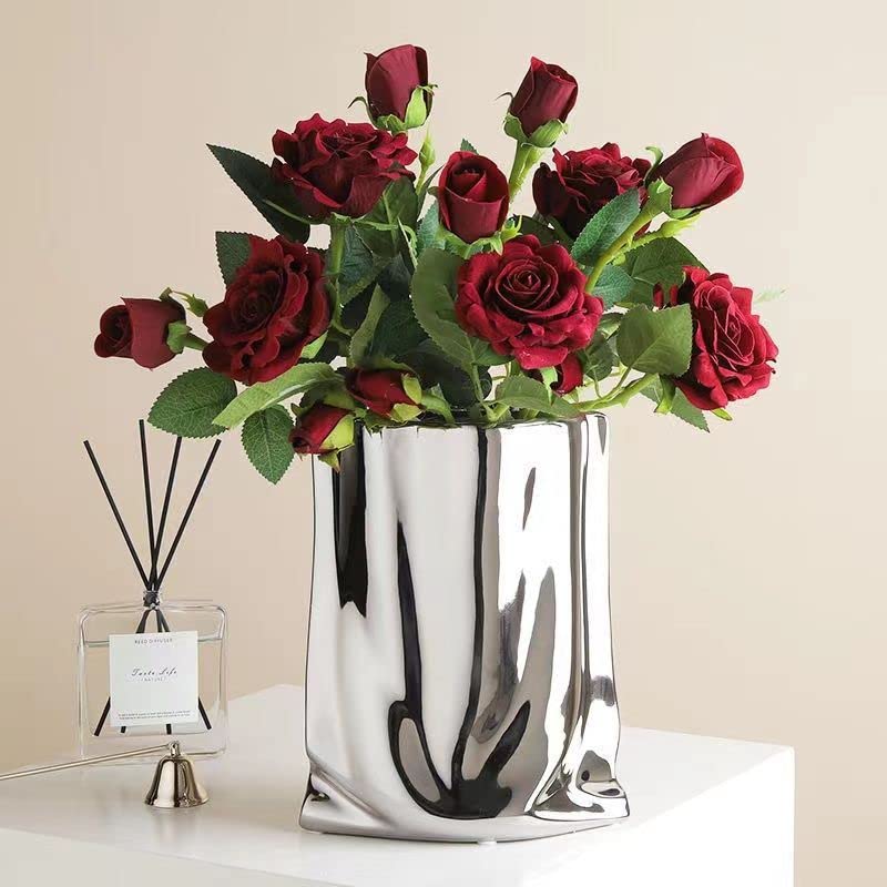 Sliver Ceramic Vase 7.9 Inch Tall Flower Vase H637921