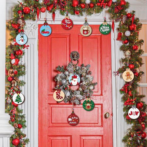12 Styles Unfinished Wooden Christmas Ornaments Kit with Paint Pens O264