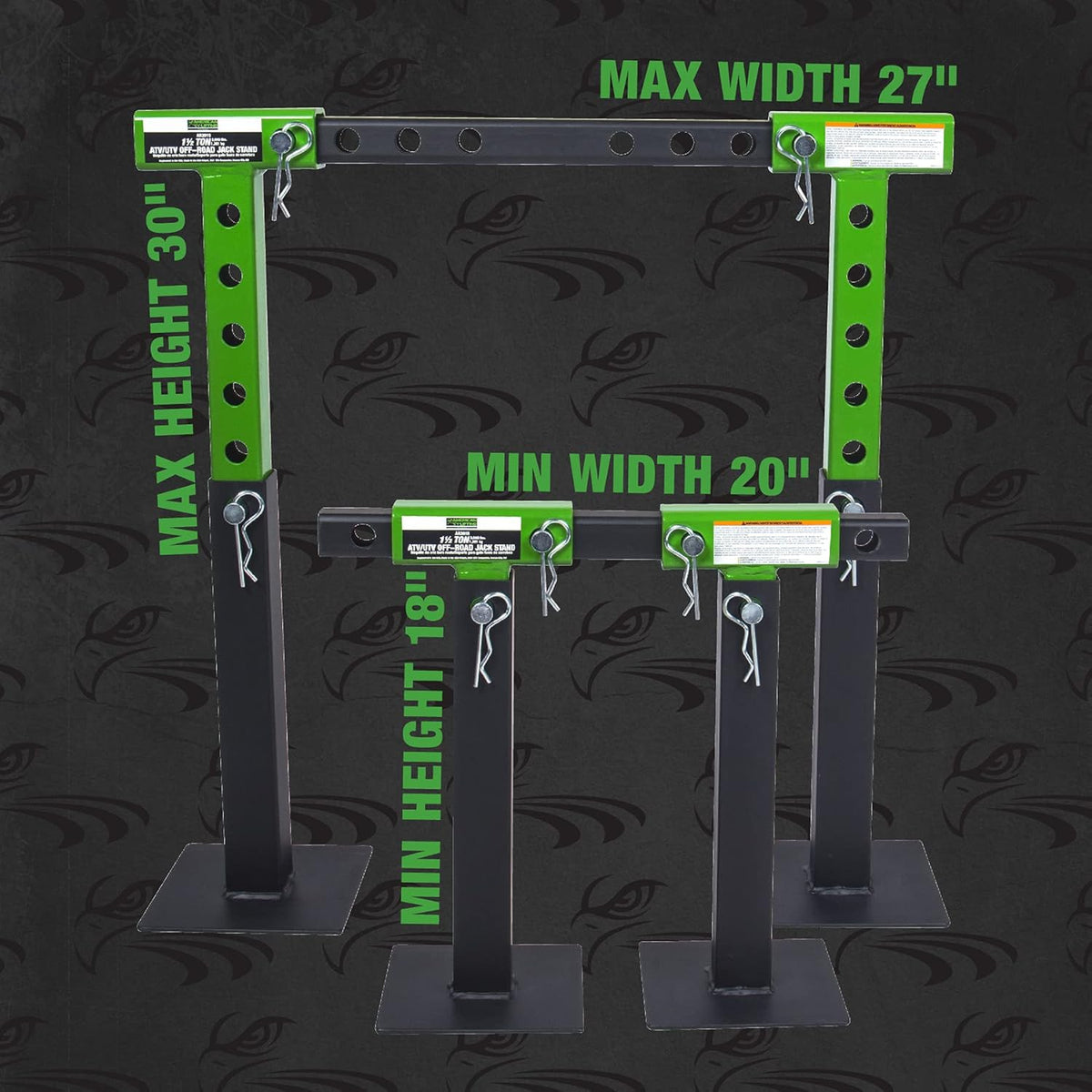 1.5 Ton ATV UTV Jack Stands with Rack Bar Saddle L3417