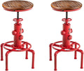 Red Bronze Solid Wood Industrial Bar Stool Set of 2 U536