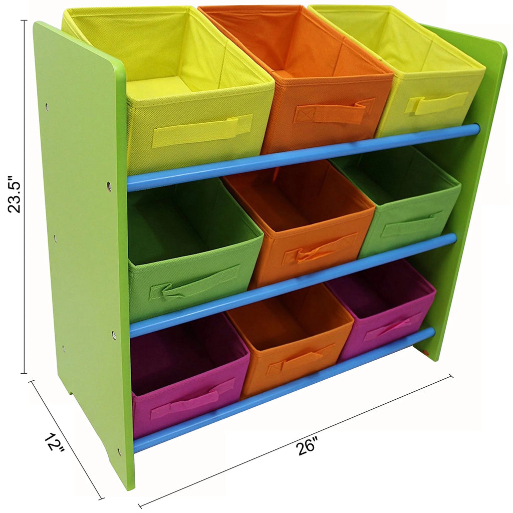 3 Tier Storage Unit with 9 Removable Fabric Bins Z584491