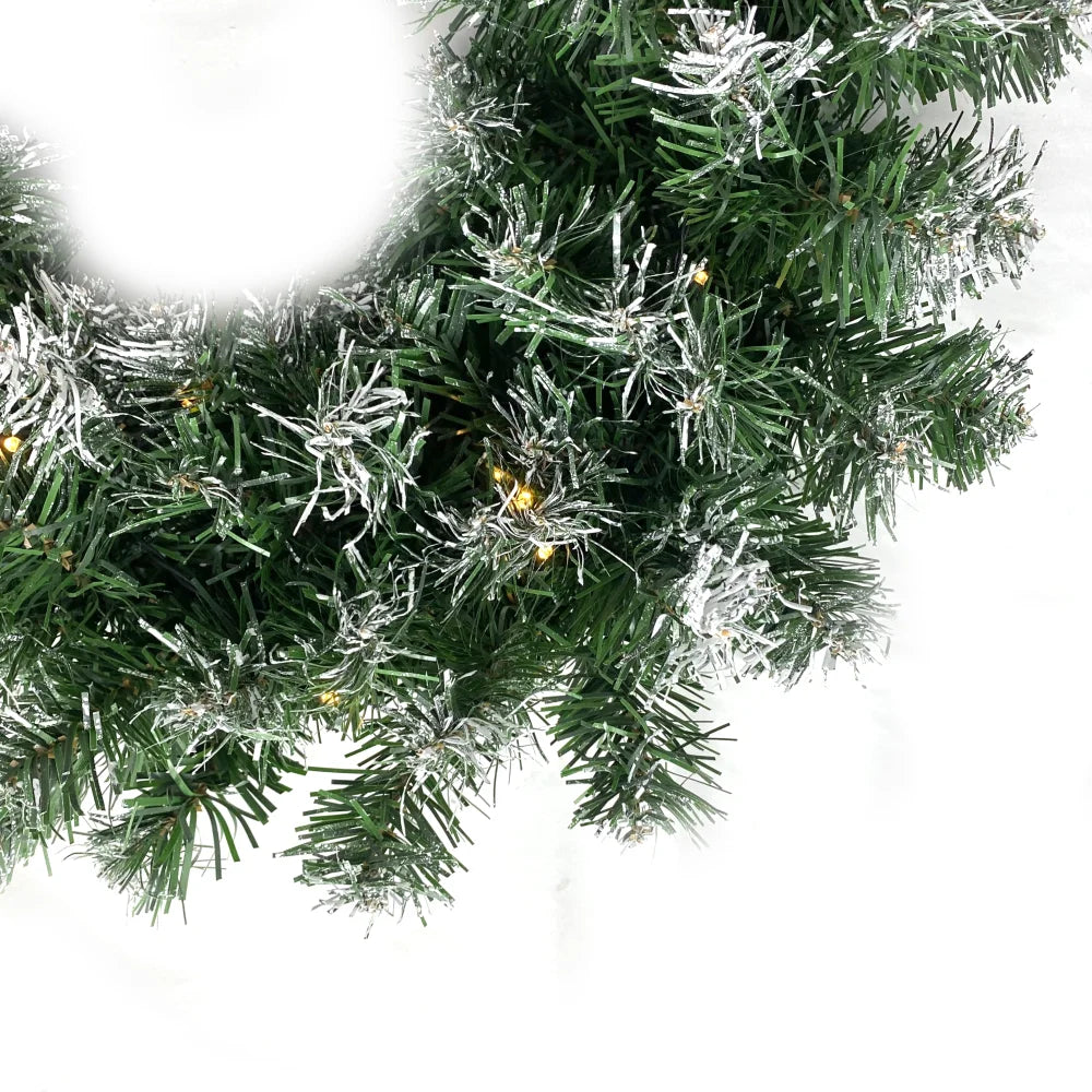 18ft Snow Flocked Christmas Garland with 50 LED Lights and Timer D710